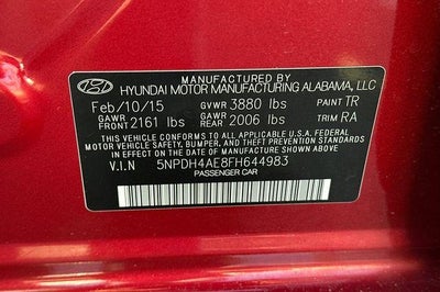 2015 Hyundai ELANTRA 4Dr Sdn Auto SE