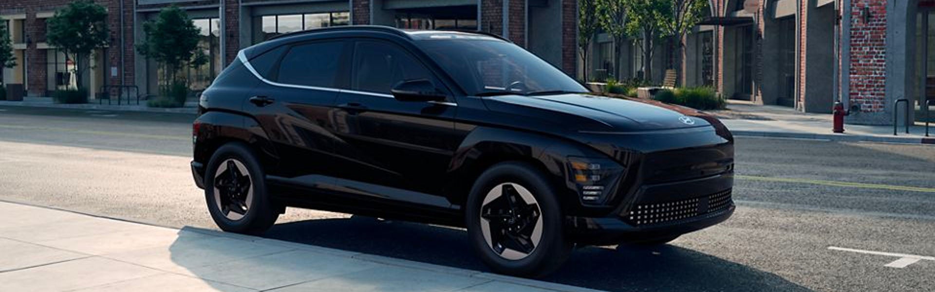 A Hyundai Kona-Electric parked on a city street