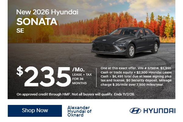 2026 Hyundai Sonata SE $235/Mo. Lease + tax for 36 mo