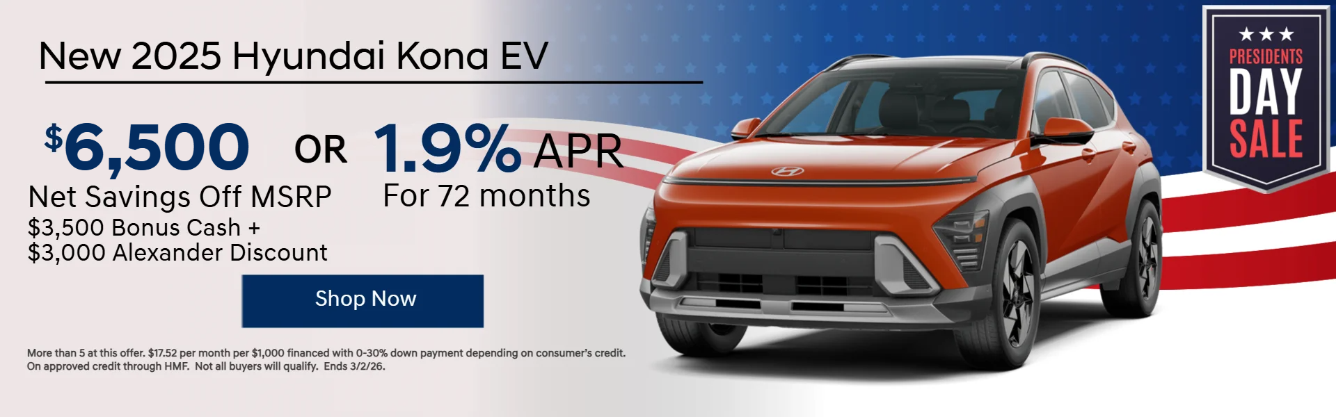 Red 2025 Kona on offer